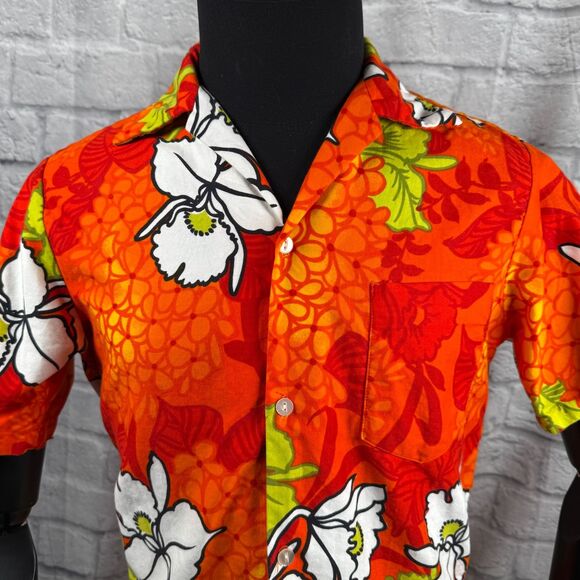 Vtg Momis Fashion Hawaiian Wedding Honeymoon Set Small Mens Shirt Matching Dress - Picture 4 of 16